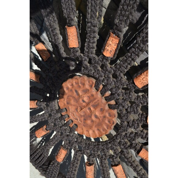 Vintage Macrame Earthy Large Wall Hanging Celestial Native Boho Mandala Hippie - Picture 4 of 5